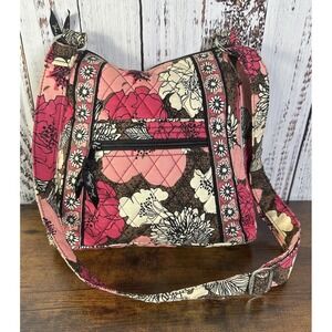 Vera Bradley Crossbody Mocha Rouge Handbag Pink Brown Floral Hipster Purse